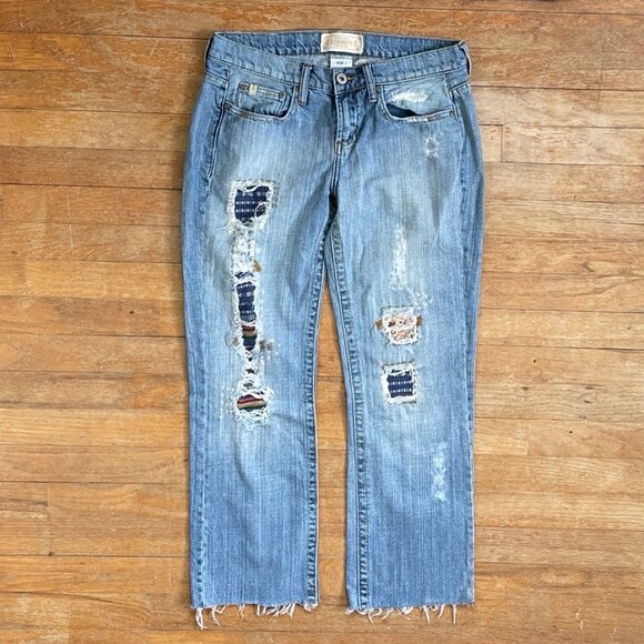 Vintage Z Cavaricci Low Rise Jeans Size S/M 31" Waist Y2K Distressed Patchwork